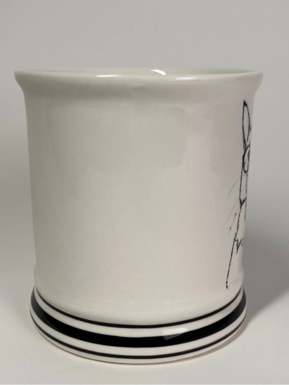 Clay Art Distinguished Black Cat Mug Coffee Cup Eye Glasses Gold Bow Tie #230